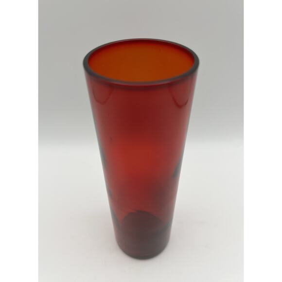 Blenko Art Glass Tangerine Amberina Mid Century Modern 8” Tall Cylinder Vase - Picture 3 of 9
